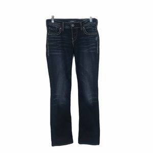Silver Aiko Fluid Dark Wash Straight Leg Jeans